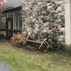 A Time-Ravaged Bench by the Church School Wing
